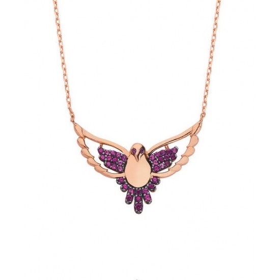 Anka Kuşu Gümüş Rose Kolye GMS1781