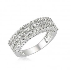 Gümüş 3 Sıra Yarım Tur Bayan Yüzük