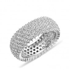 Gümüş 5 Sıra Beyaz Tamtur Bayan Alyans Yüzük