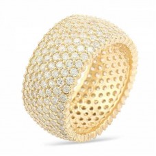 Gümüş 7 Sıra Altın Kaplama Tamtur Bayan Yüzük