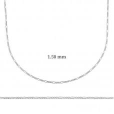 1.50 mm Gümüş Figaro Zincir - 0.40 mikron