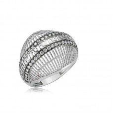 Gümüş Çift Sıra Taşlı Bayan Yüzük