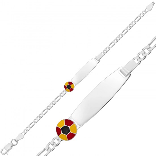 Kişiye Özel Sarı Kırmızı Top Figürlü Gümüş Çocuk Künyesi