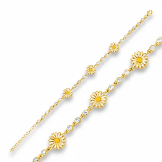 Gümüş Gold Papatya Bayan Bileklik