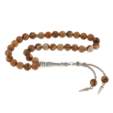 ​Doğaltaş Metal Püsküllü Jasper Taşı Tesbih