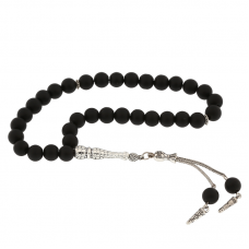 ​Doğaltaş Metal Püsküllü Mat Oniks Taşı Tesbih