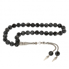 ​Doğaltaş Metal Püsküllü Obsidyen Taşı Tesbih