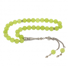 ​Doğaltaş Metal Püsküllü Yeşil Yeşim Taşı Tesbih