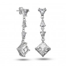 Gümüş Ice Cut Zirkon Taşlı Işıltılı Kadın Küpe