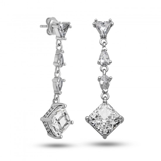 Gümüş Ice Cut Zirkon Taşlı Işıltılı Kadın Küpe