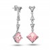 Gümüş Ice Cut Pembe Zirkon Taşlı Işıltılı Kadın Küpe