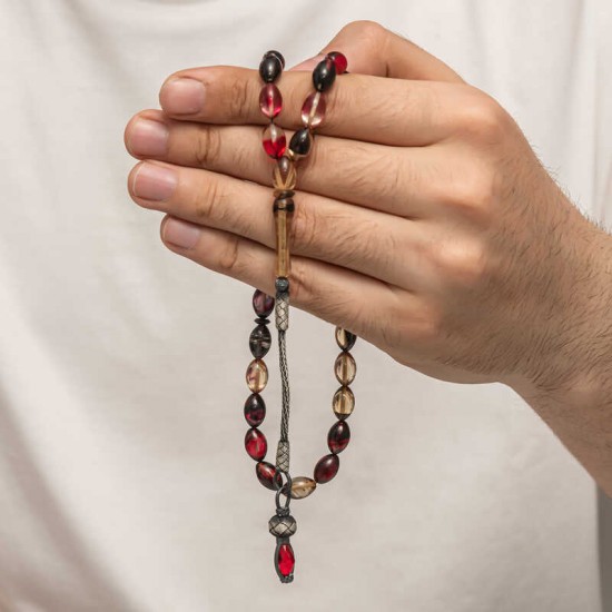 Gümüş 1000 Ayar Kazaz Püsküllü Sıkma Kehribar Tesbih Gümüş 1000 Ayar Kazaz Püsküllü Sıkma Kehribar Tesbih