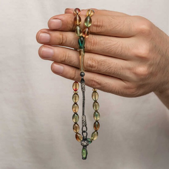 Gümüş 1000 Ayar Kazaz Püsküllü Sıkma Kehribar Tesbih Gümüş 1000 Ayar Kazaz Püsküllü Sıkma Kehribar Tesbih