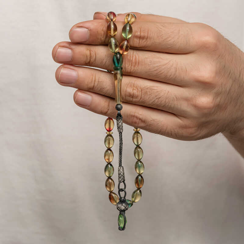 Gümüş 1000 Ayar Kazaz Püsküllü Sıkma Kehribar Tesbih Gümüş 1000 Ayar Kazaz Püsküllü Sıkma Kehribar Tesbih