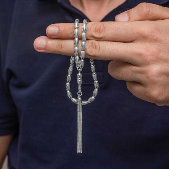 Gümüş Arpa Kesim Erkek Tesbih Gümüş Arpa Kesim Erkek Tesbih