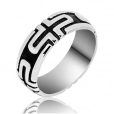 ​Gümüş Artı Desenli Erkek Yüzük