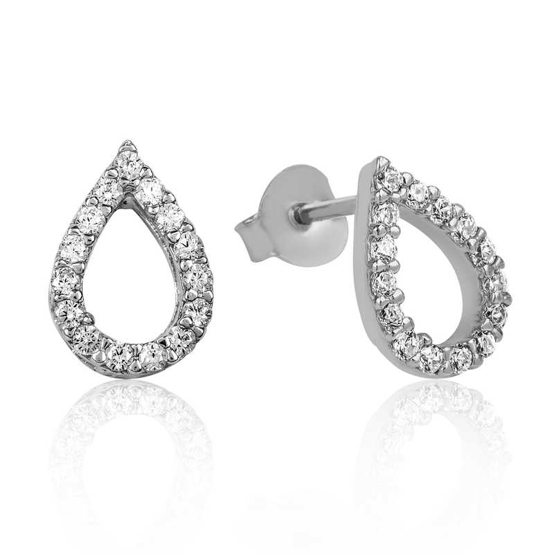 Gümüş Beyaz Taşlı Damla Çivili Küpe Gümüş Beyaz Taşlı Damla Çivili Küpe