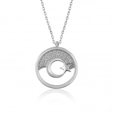 Gümüş Ay Yıldız Bayan Kolye