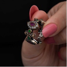 Gümüş Ayarlanabilen Otantik Mekik Kadın Yüzük