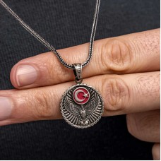 Gümüş Ayyıldız Kartal Erkek Kolye