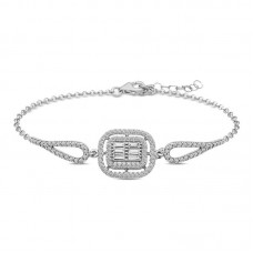 ​Gümüş Baget Taşlı Bileklik