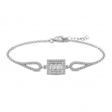 Gümüş Baget Taşlı Bileklik