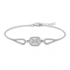 ​Gümüş Baget Taşlı Bileklik