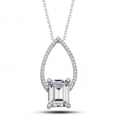 Gümüş Baget Taşlı Damla Kadın Kolye