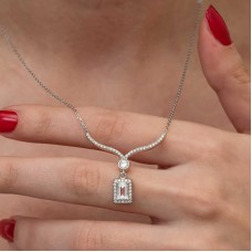Gümüş Baget Taşlı Gerdanlık Model Kadın Kolye