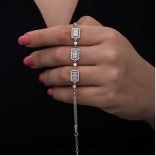 ​Gümüş Baget Taşlı Kadın Bileklik
