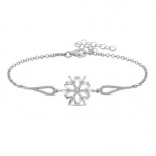 ​Gümüş Baget Taşlı Kar Tanesi Bileklik