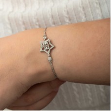 Gümüş Baget Taşlı Yıldız Kadın Bileklik