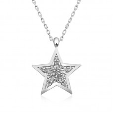 ​​Gümüş Baget Taşlı Yıldız Kolye