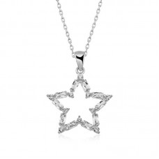 Gümüş Baget Taşlı Yıldız Kolye
