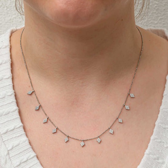 Gümüş Baklava Kesim Şans Kadın Kolye Gümüş Baklava Kesim Şans Kadın Kolye