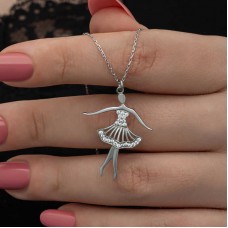 Gümüş Balerin Kadın Kolye