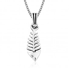 Gümüş Balık İskeleti Kolye