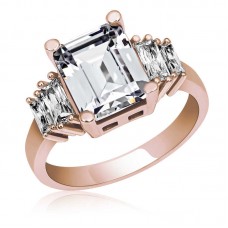 Gümüş Rose Baget Taşlı  Bayan Yüzük