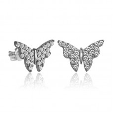 Gümüş Beyaz Kelebek Küpe