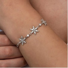 Gümüş Beyaz Lotus Çiçeği Kadın Bileklik