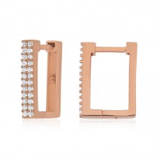 Gümüş Beyaz Taşlı Kare Küpe