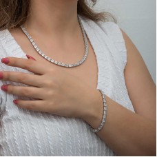 Gümüş Beyaz Taşlı Su Yolu Kadın Set