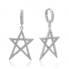 Gümüş Beyaz Yıldız Bayan Küpe