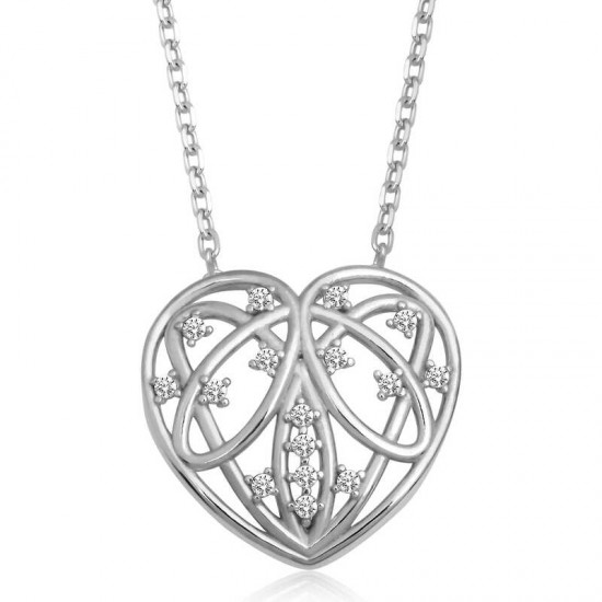 Gümüş Bombeli Kalp Kadın Kolye Gümüş Bombeli Kalp Kadın Kolye