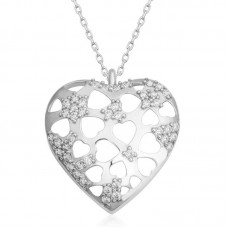 Gümüş Bombeli Kalp Kadın Kolye