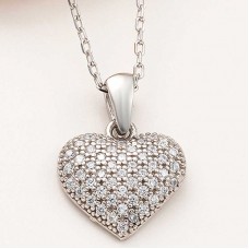 Gümüş Bombeli Kalp Kadın Kolye