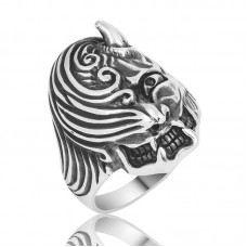 ​Gümüş Boynuzlu Kafa Erkek Yüzük