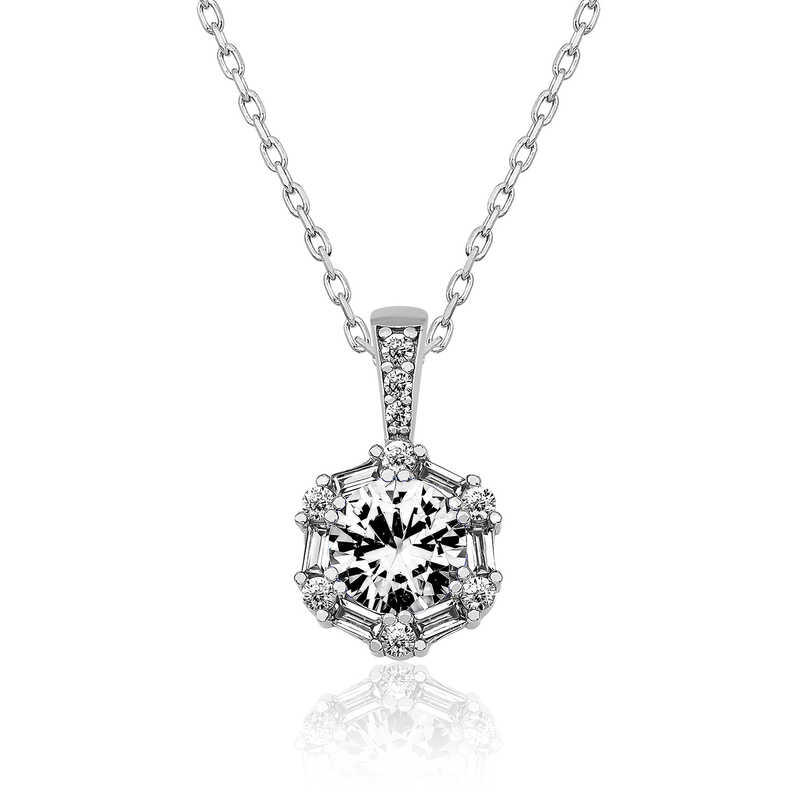 Gümüş Buz Beyazı Baget Taşlı Bayan Kolye Gümüş Buz Beyazı Baget Taşlı Bayan Kolye