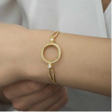 Gümüş Çeyrek Takılabilen Altın Kaplama Kadın Bileklik