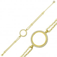 Gümüş Çeyrek Takılabilen Altın Kaplama Kadın Bileklik